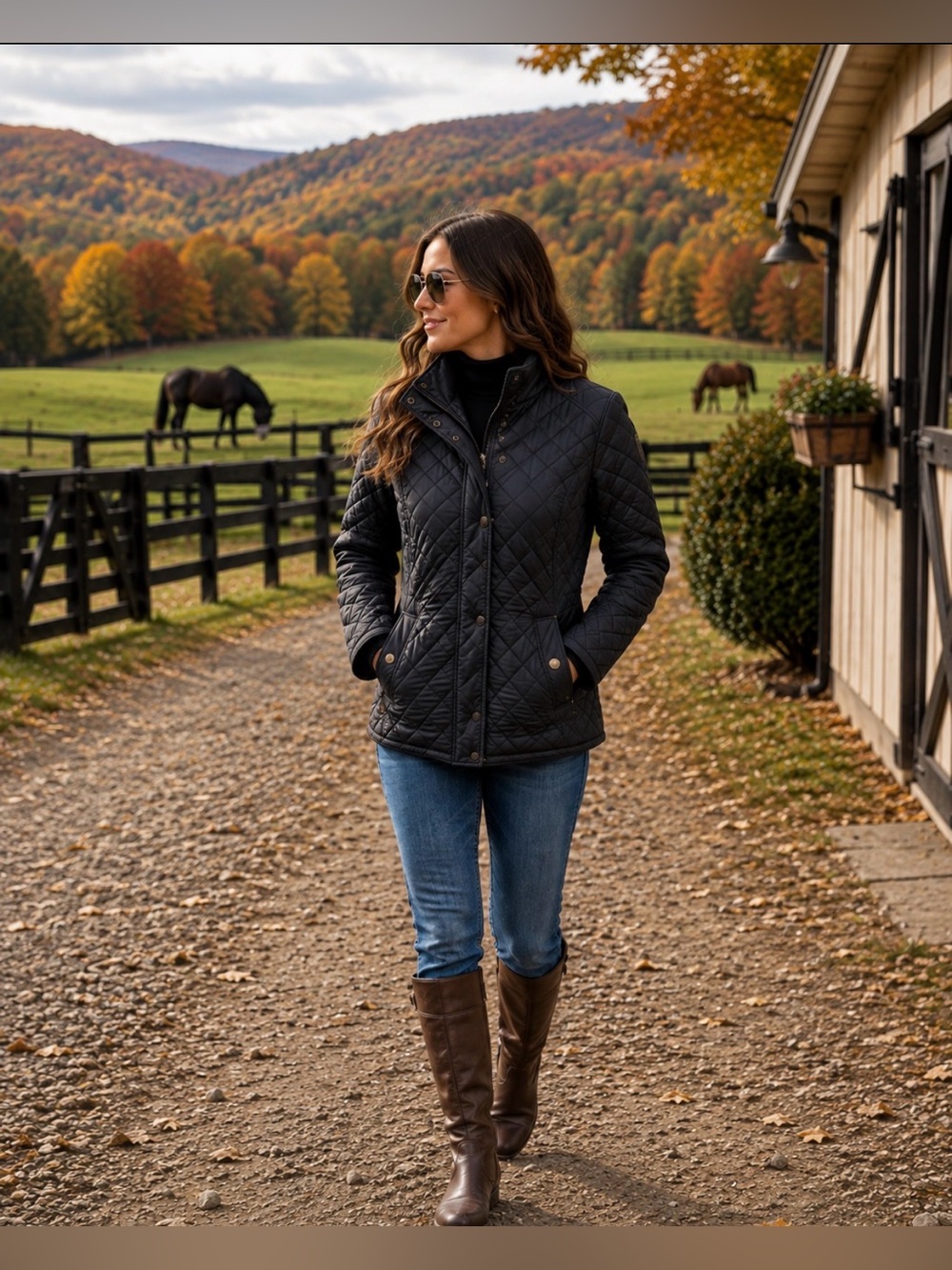 Lauren Ralph Lauren Black Quilted Equestrian Barn Jacket